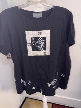 *RARE* Vintage Cover Charge Shirt Women's One Size Blk  Pocket Graphics USA